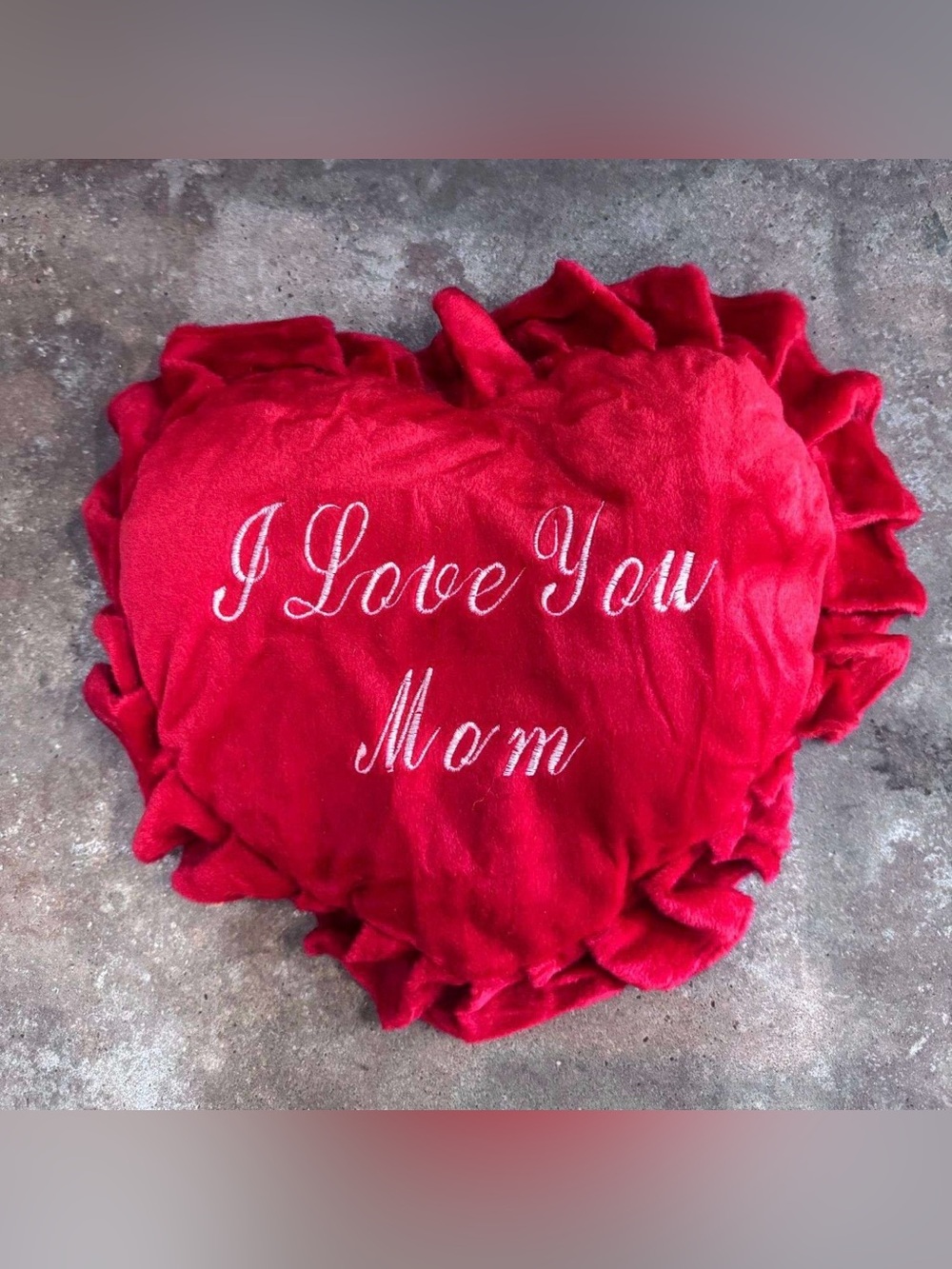 8-  “I Love You Mom” Plush Throw Pillows | 9” Red Heart Cushions - Picture 2 of 3